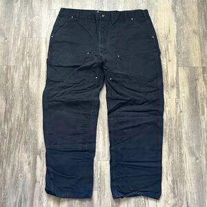 Vintage B01 BLK Black Carhartt Double Knee Carpenter Pants Size 44X32